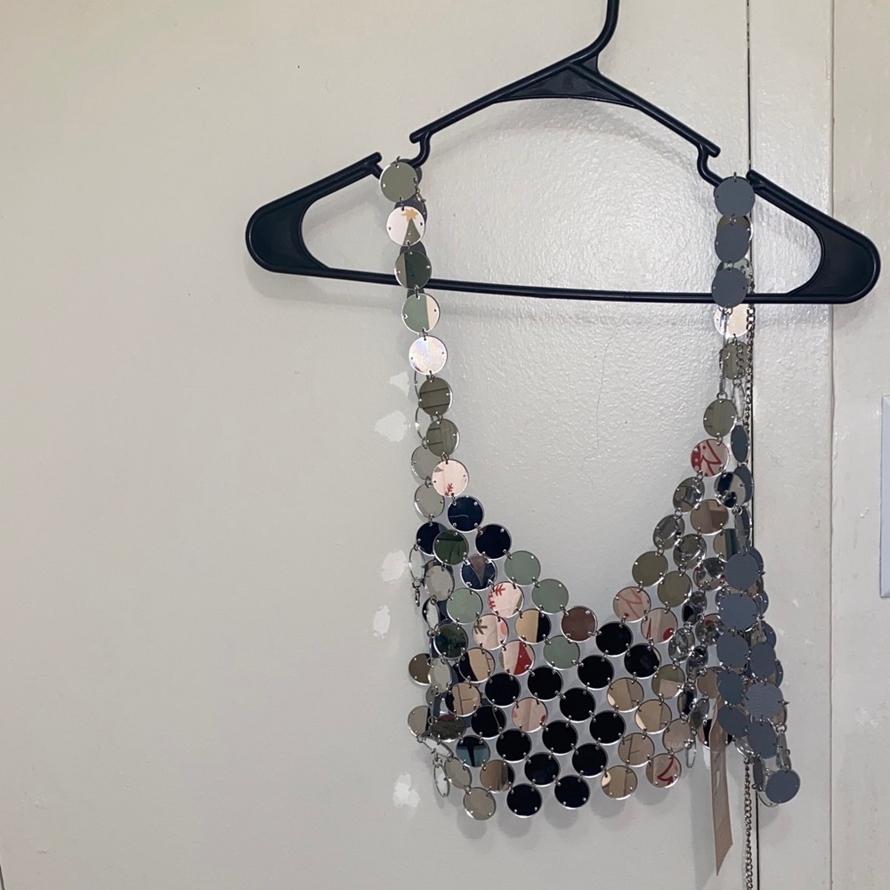 Stylish Metallic Disc Crop Top